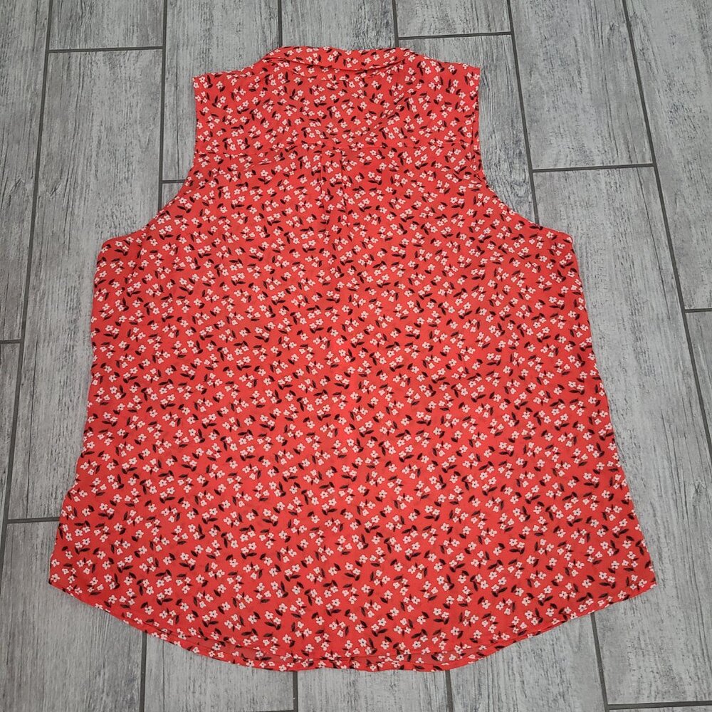 Banana Republic Women's Sleeveless Button-Front Blouse Red/Orange Floral Size XL - Picture 9 of 9